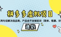 (5820)拼多多虚拟项目:三两句话解决选品难,一个方法判断产品容不容易被投诉,产品会不会被起诉(简单、粗暴、好用)
