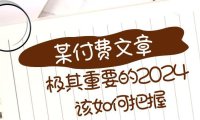 （5859）极其重要的2024该如何把握？【某公众号付费文章】