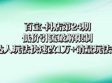 (5783)抖店培训-第24期:低价引流,达人玩法快速改1万+销量玩法等