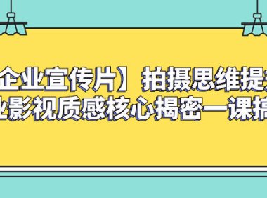 （5792）【企业 宣传片】拍摄思维提升专业影视质感核心揭密一课搞定