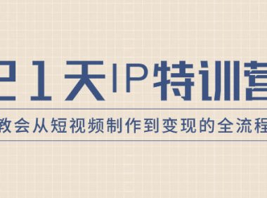 （5802）21天IP特训营，教会从短视频制作到变现的全流程