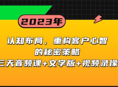 （5823）认知 布局，重构客户心智的秘密策略三天音频课+文字版+视频录像
