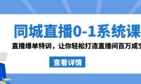 （6013）同城直播0-1系统课 抖音同款：直播爆单特训，让你轻松打造直播间百万成交