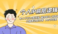 （6018）个人IP底层逻辑课：年入千万10新技能 编导能力/拍剪能力/口播表达能力等149节完整