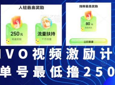 (5910)视频激励计划撸收益,单号最低250,最高无上限(包含素材+工具+课程)