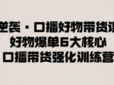 （5956）逆袭·口播好物带货课，好物爆单6大核心，口播带货强化训练营
