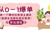 （6059）从0-1爆单-做一个赚钱的卖课主播放（直播全流程实操运营课）