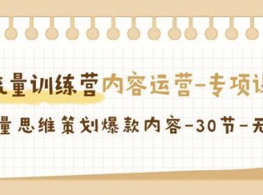 （6049）流量训练营之内容运营-专项课，用流量思维策划爆款内容-30节