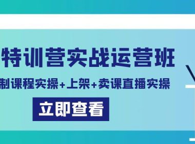 (6058)卖课特训营实战运营班:拍摄+录制课程实操+上架课程+卖课直播实操