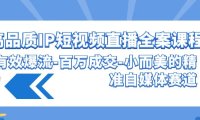 （6201）高品质 IP短视频直播-全案课程，有效爆流-百万成交-小而美的精准自媒体赛道