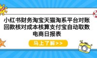 (6212)小红书财务淘宝天猫淘系平台对账回款核对成本核算支付宝自动取数电商日报表
