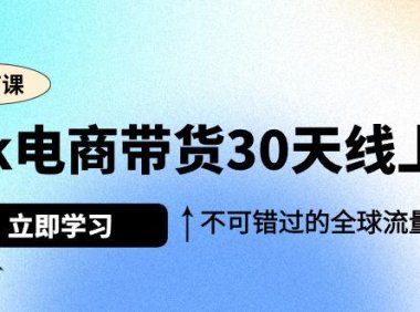 (6162)Tk电商带货30天线上课,不可错过的全球流量洼地(29节课)