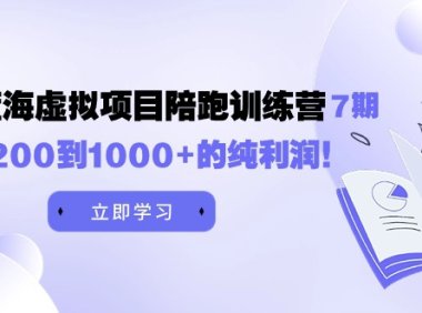 (6184)黄岛主《淘宝蓝海虚拟项目陪跑训练营7期》每天200到1000+的纯利润