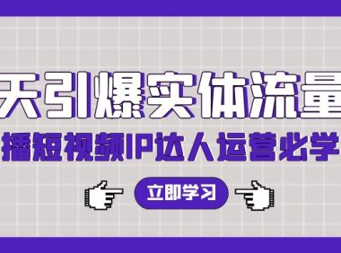 （6203）7天引爆实体流量，老板直播短视频IP达人运营必学实操课