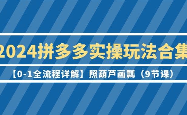 （6190）2024拼多多实操玩法合集【0-1全流程详解】照葫芦画瓢（9节课）