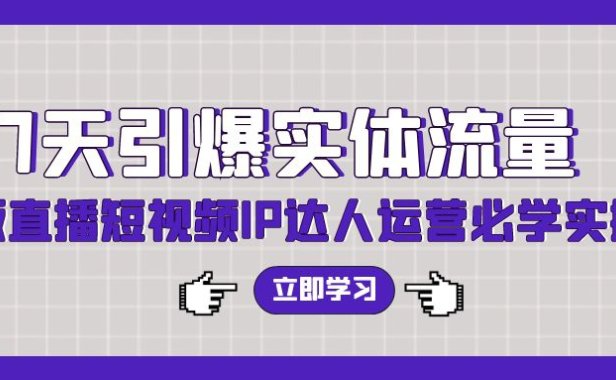 (6203)7天引爆实体流量,老板直播短视频IP达人运营必学实操课