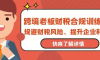 (6272)跨境老板-财税合规训练营,规避财税风险、提升企业利润