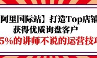 (6315)【阿里国际站】打造Top店铺-获得优质询盘客户,95%的讲师不说的运营技巧