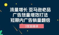 (6354)流量增长 亚马逊老品广告放量增效打法,短期内广告销量翻倍(3堂直播课)