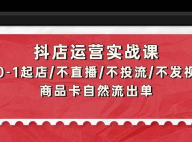 (6238)抖店运营实战课:从0-1起店/不直播/不投流/不发视频/商品卡自然流出单