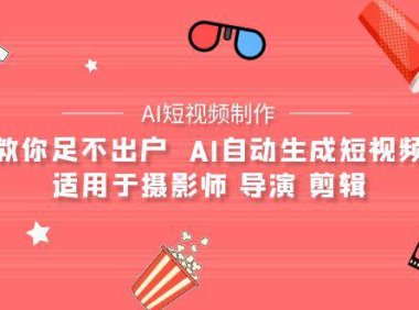 (6244)【AI短视频制作】教你足不出户 AI自动生成短视频 适用于摄影师 导演 剪辑