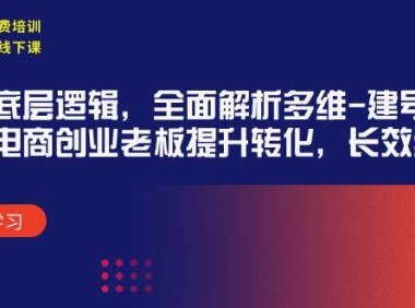 (6258)某收费培训39期线下课:起号底层逻辑,全面解析多维 建号特训营,协助电商创业老板提升转化,长效经营