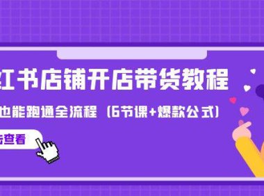 (6285)最新小红书店铺开店带货教程,新手也能跑通全流程(6节课+爆款公式)