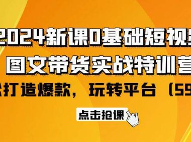 （6296）2024新课0基础短视频+图文带货实战特训营：玩转平台，轻松打造爆款（59节）
