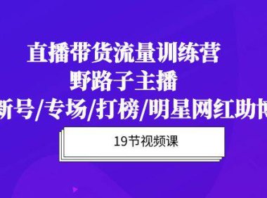 （6322）直播带货流量特训营，野路子主播(起新号/专场/打榜/明星网红助博)19节课