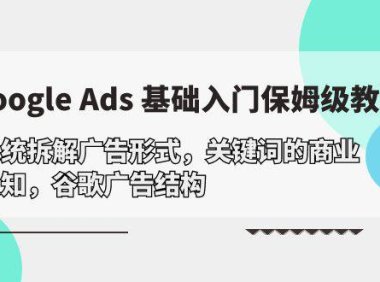 (6325)Google Ads 基础入门,系统拆解广告形式/关键词的商业认知/谷歌广告结构