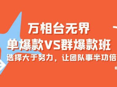 (6337)万相台无界-单爆款VS群爆款班:选择大于努力,让团队事半功倍(16节课)