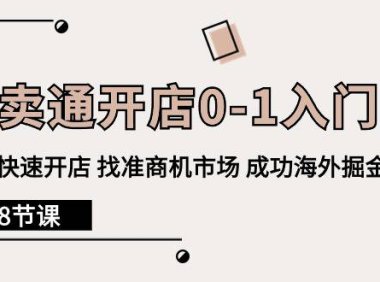 (6358)速卖通开店0-1入门,新手快速开店 找准商机市场 成功海外掘金(8节课)