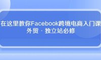 (6389)在这里教你Facebook跨境电商入门课,外贸·独立站必修