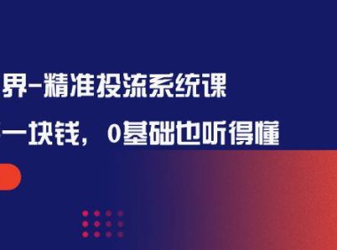 (6371)万象无界-精准投流系统课:花好 每一块钱,0基础也听得懂(16节课)