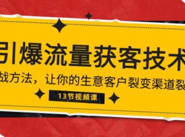 （6396）《引爆流量 获客技术》实战方法，让你的生意客户裂变渠道裂变（13节）
