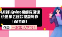 （6419）从0到1拍vlog视频变现课：快速学会爆款视频制作（22节课）