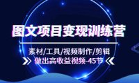 （6464）图文项目变现训练营：素材/工具/视频制作/剪辑/做出高收益视频（45节）