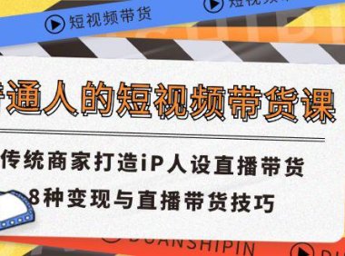 （6412）普通人的短视频带货课 传统商家打造iP人设直播带货 8种变现与直播带货技巧