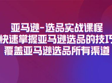 （6439）亚马逊-选品实战课程，快速掌握亚马逊选品的技巧，覆盖亚马逊选品所有渠道
