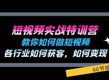 （6461）短视频实战特训营：教你如何做短视频，各行业如何获客，如何变现 (60节) 