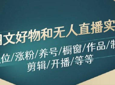 （6486）图文好物和无人直播实操：定位/涨粉/养号/橱窗/作品/制作/剪辑/开播/等等