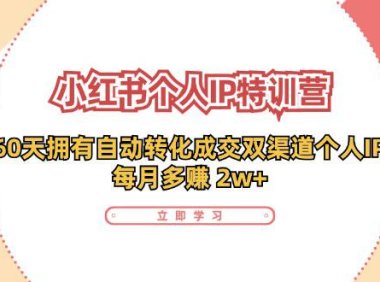 (6487)小红书·个人IP特训营:60天拥有 自动转化成交双渠道个人IP,每月多赚 2w+