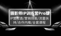 （6499）摄影师IP训练营Pro版，IP营打造/营销技能/流量扶持/合作内推/全套课程