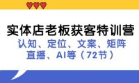 （6520）实体店老板获客特训营：认知、定位、文案、矩阵、直播、AI等（72节）