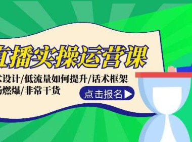 （6556）直播实操运营课：话术设计/低流量如何提升/话术框架/全场燃爆/非常干货
