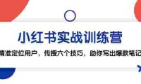（6565）小红书实战训练营：精准定位用户，传授六个技巧，助你写出爆款笔记