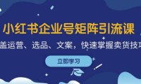 （6570）小红书企业号矩阵引流课，涵盖运营、选品、文案，快速掌握卖货技巧